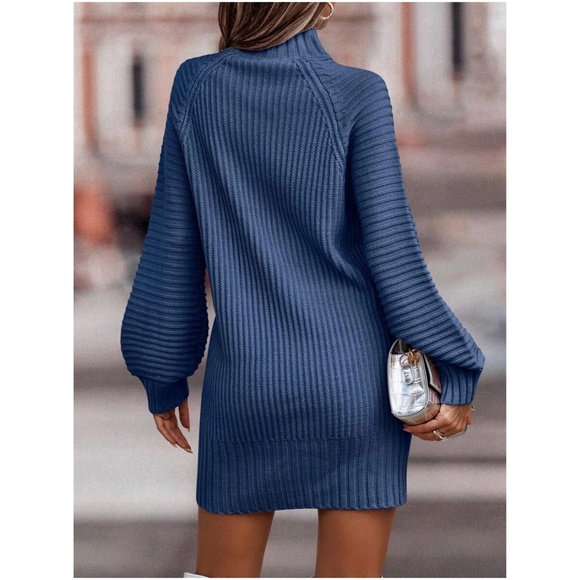 Cozy Mock Neck Cable knit Sweater Dress - Picture 8 of 15